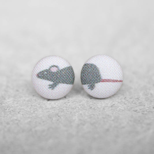 Rat Fabric Button Earrings