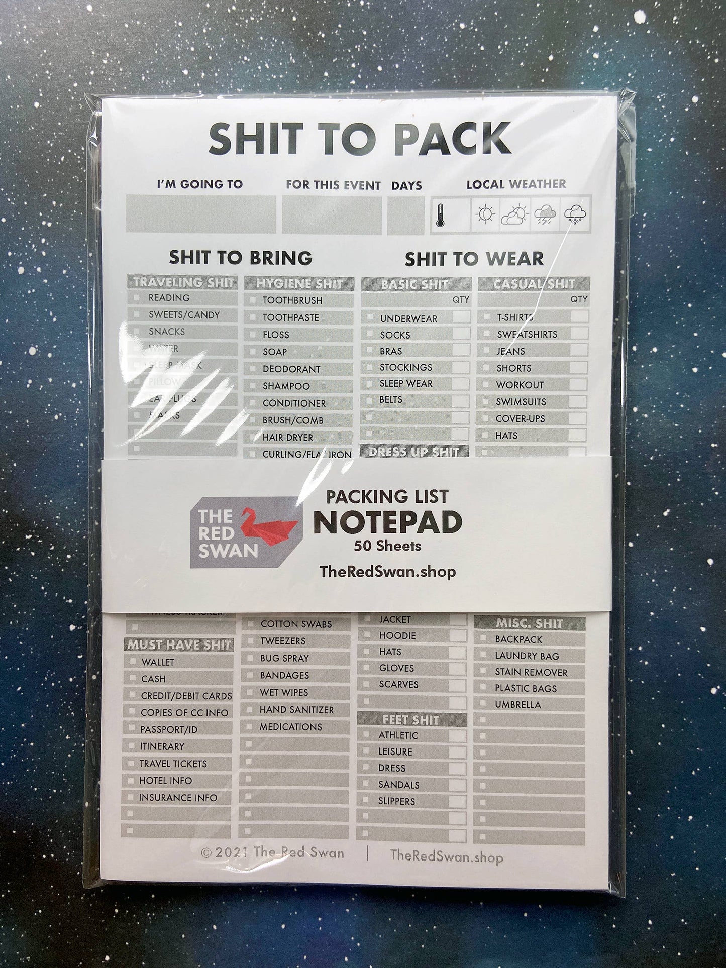 Shit To Pack List Pad