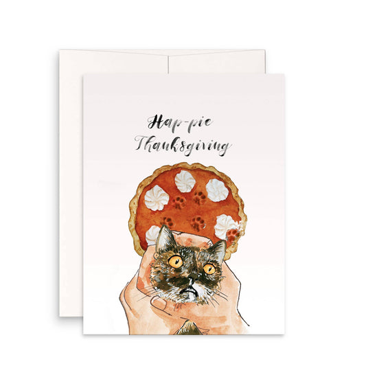 Hap-pie Thanksgiving, Cat Pumpkin Pie - Funny Thanksgiving Card