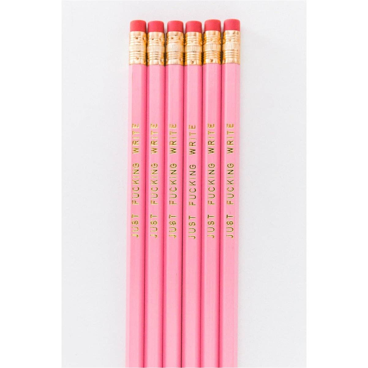 Just Fucking Write Pink Hex Pencil - 6 Pack