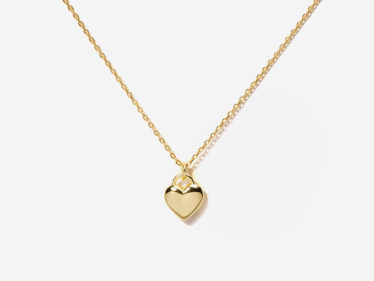 Puffed Heart 14K Gold Plated Necklace