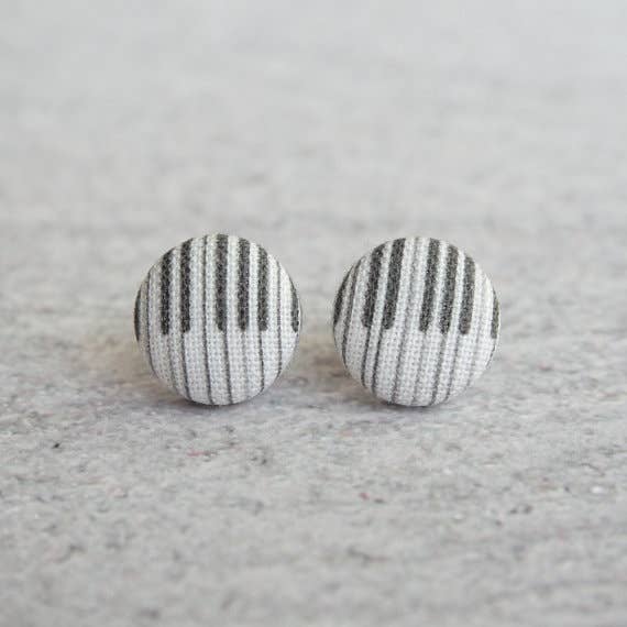 Piano Key Earrings Fabric Button Earrings