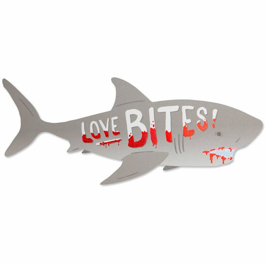 Love Bites Die Cut Shark Valentine Card