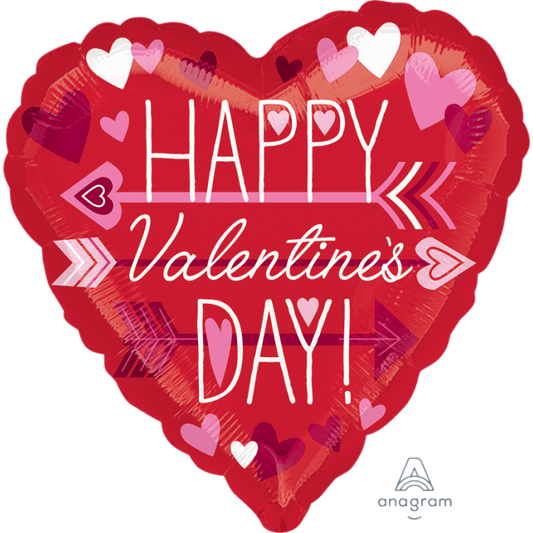 18" Happy Valentine's Day Hearts & Arrows Balloon