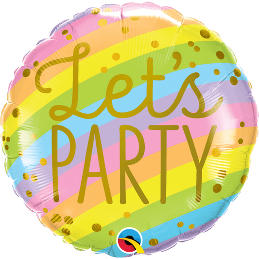 18" Let's Party Pastel Rainbow Balloon