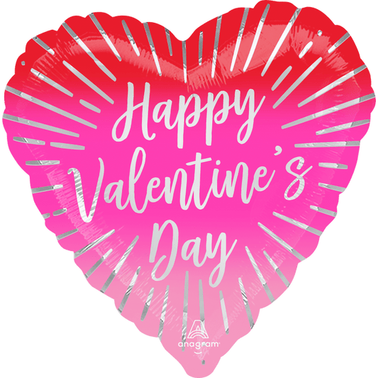 18" Radiant Silver Happy Valentine's Day Balloon