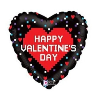 18" Happy Valentine's Day Hearts & Pixels Balloon