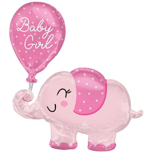 31" Baby Girl Elephant & Balloon