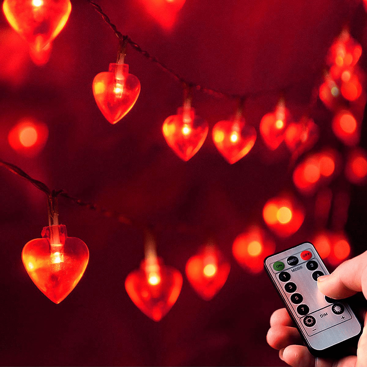 Heart Shaped Lights String for Valentines Day Decorations