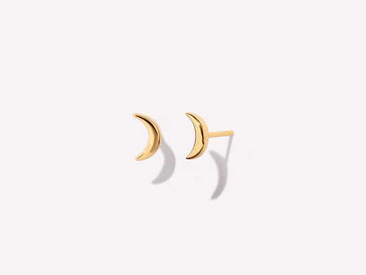Crescent Moon Studs in 14K Gold Over Sterling Silver