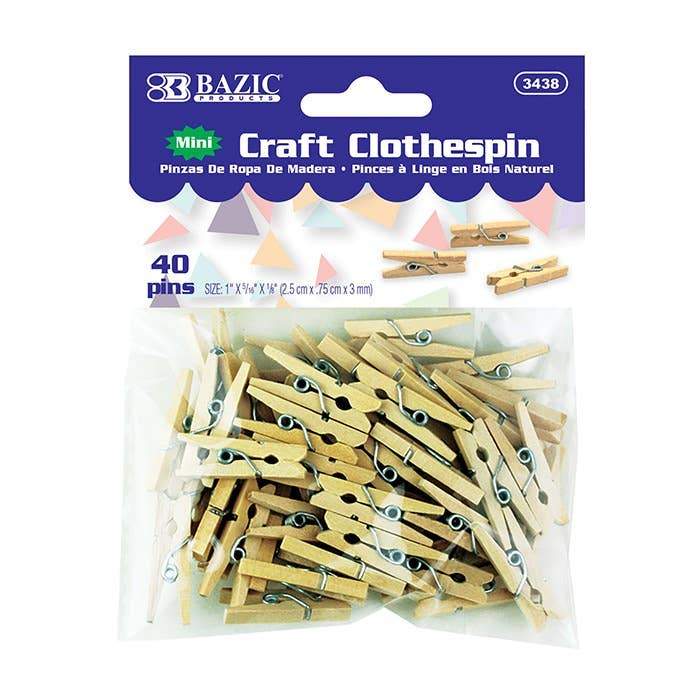 Mini Natural Clothes Pin - Pack of 40