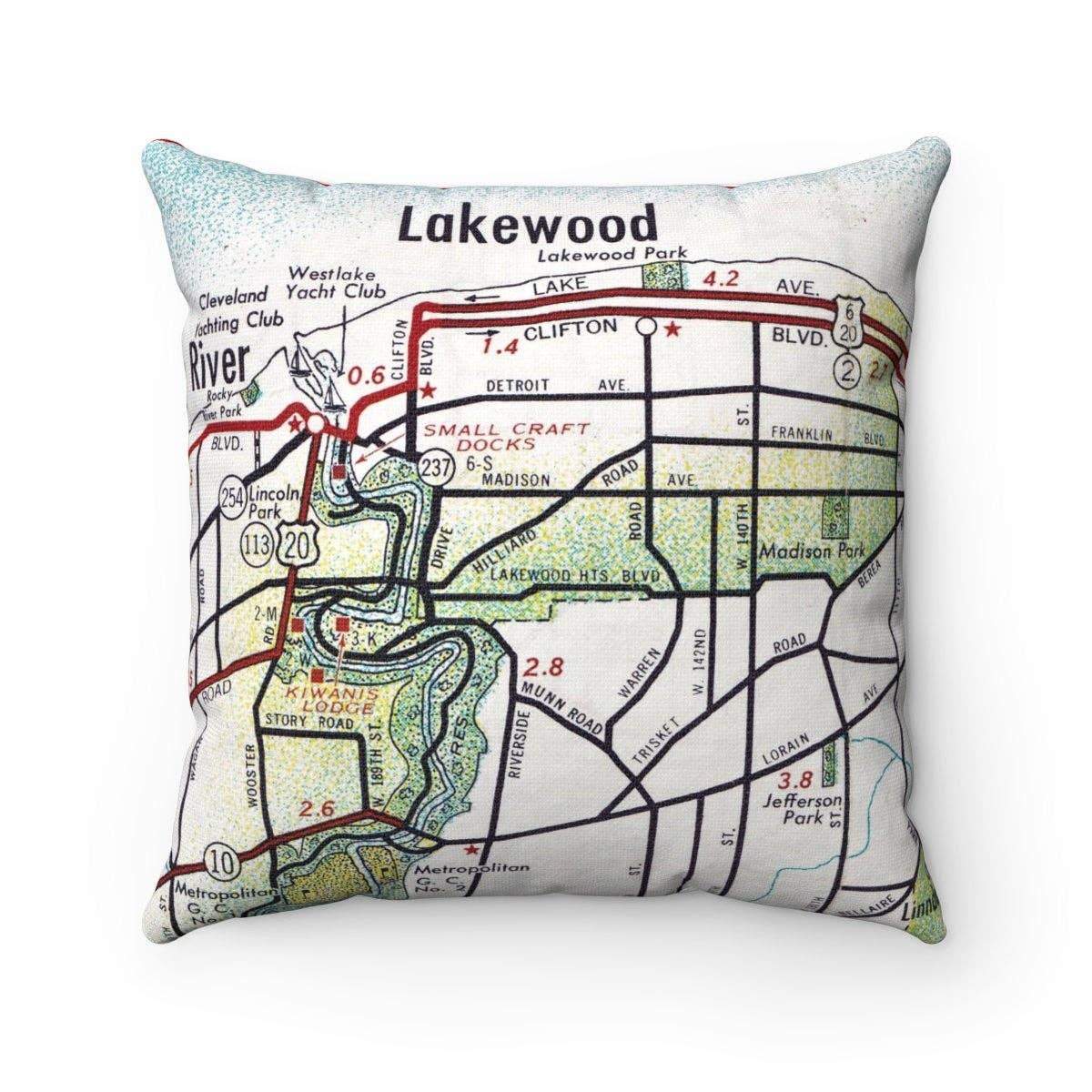 Lakewood Ohio Map Pillow