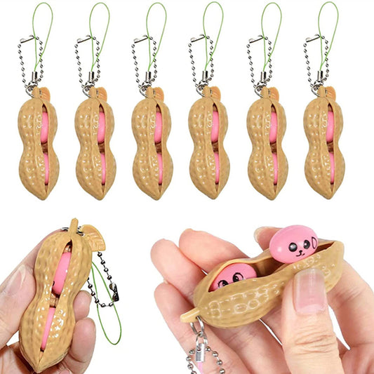 Peanut Squeeze Popper Fidget Toy Keychain