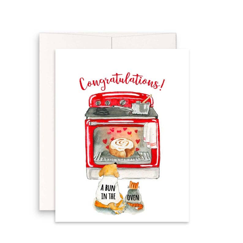 Bun In Oven - Funny New Baby Card