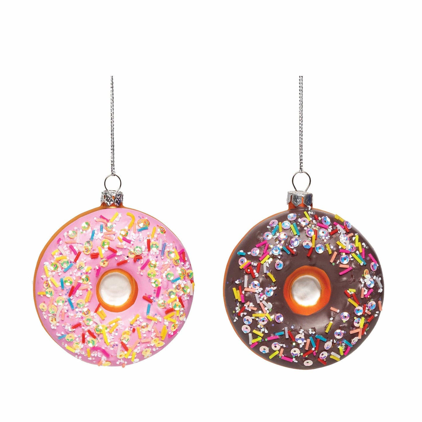 Christmas Strawberry & Chocolate Donut Glass Ornament