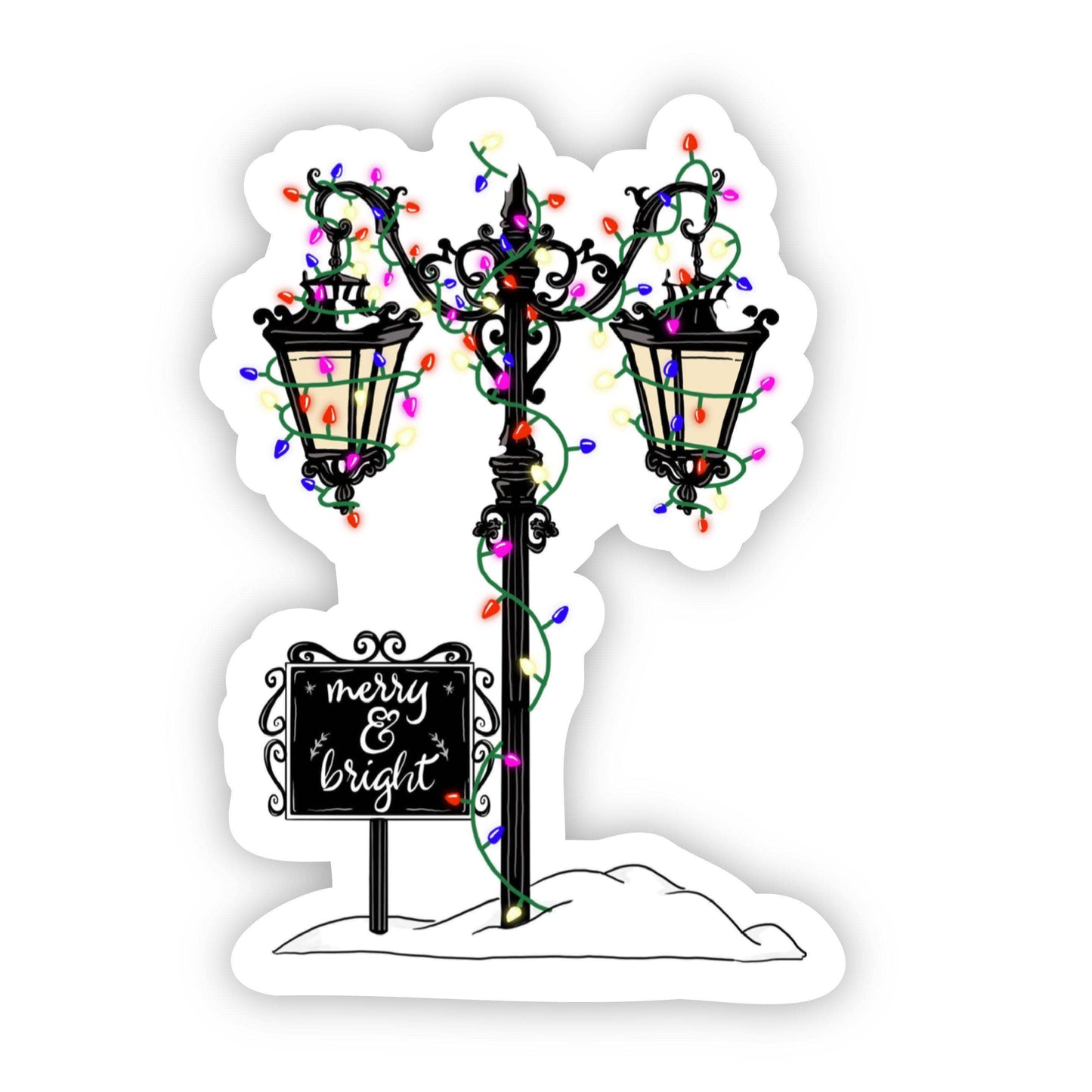 Light Pole with Christmas Lights Sticker