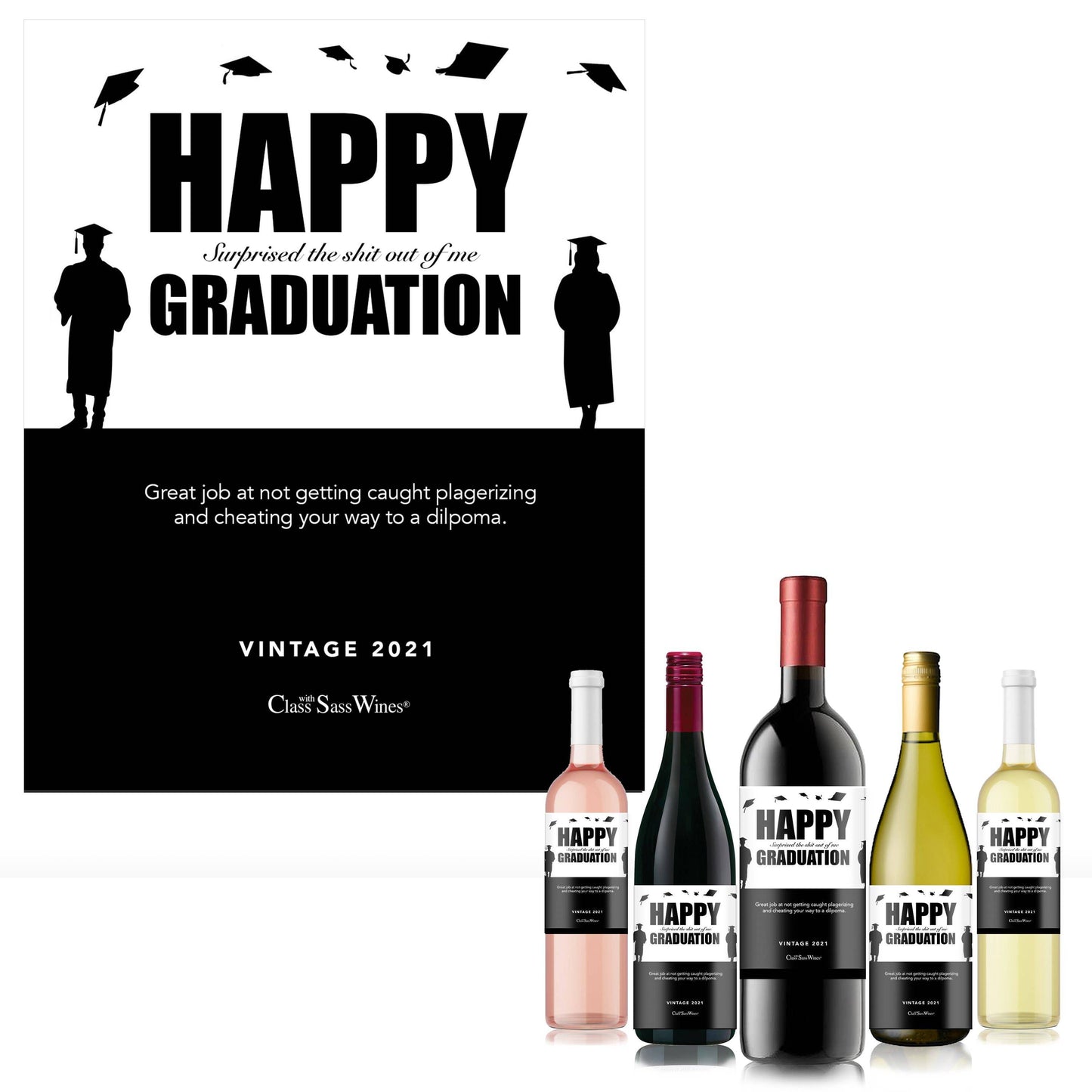 Happy Graduation, Surprised The Shit Out Of Me Funny Wine Label