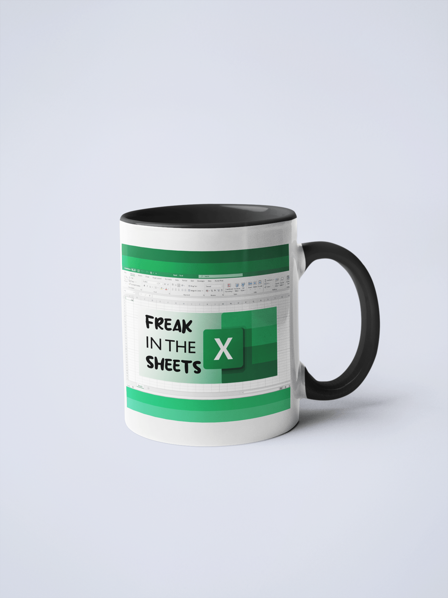 Freak in The (Excel) Sheets Ceramic Coffee Mug: 15oz. / White/Black