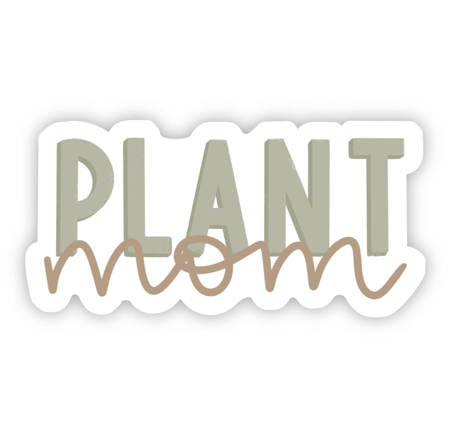 Plant Mom Green Lettering Sticker