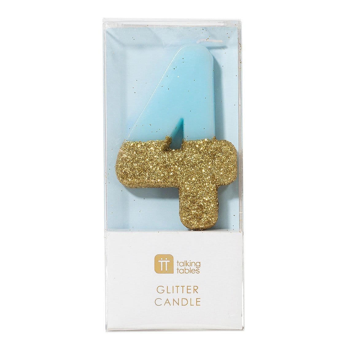 We Heart Birthday Glitter Number Candle Blue 4