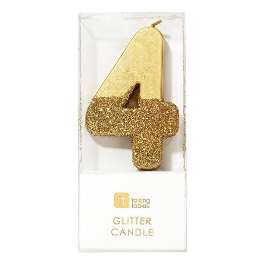 We Heart Birthdays Gold Glitter Number Candle 4