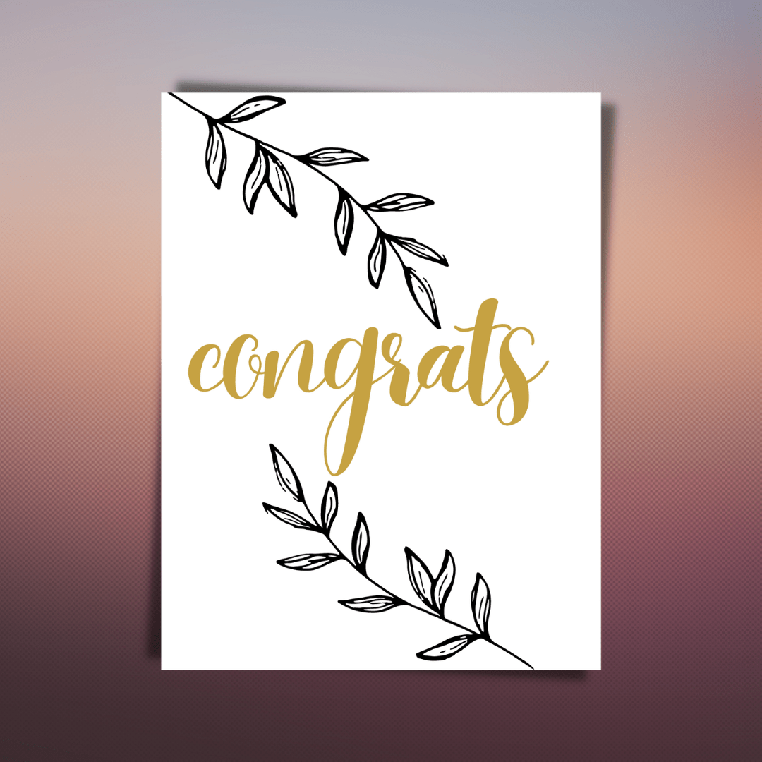 Congrats w/ Leaves Card