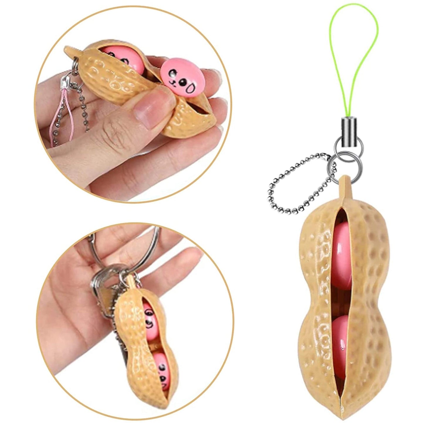 Peanut Squeeze Popper Fidget Toy Keychain