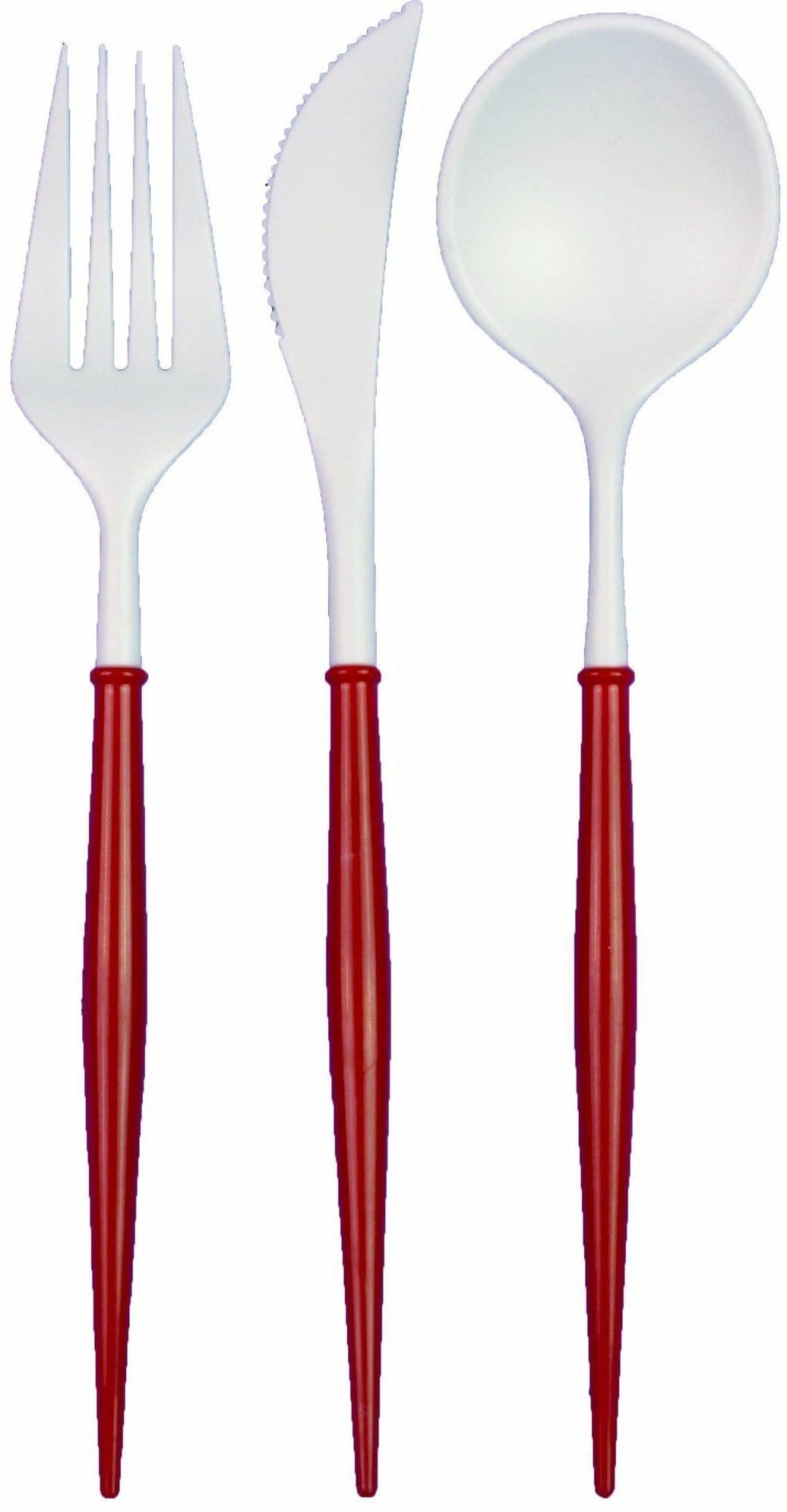 Cutlery White/ Red Handle Plastic/ 24PC