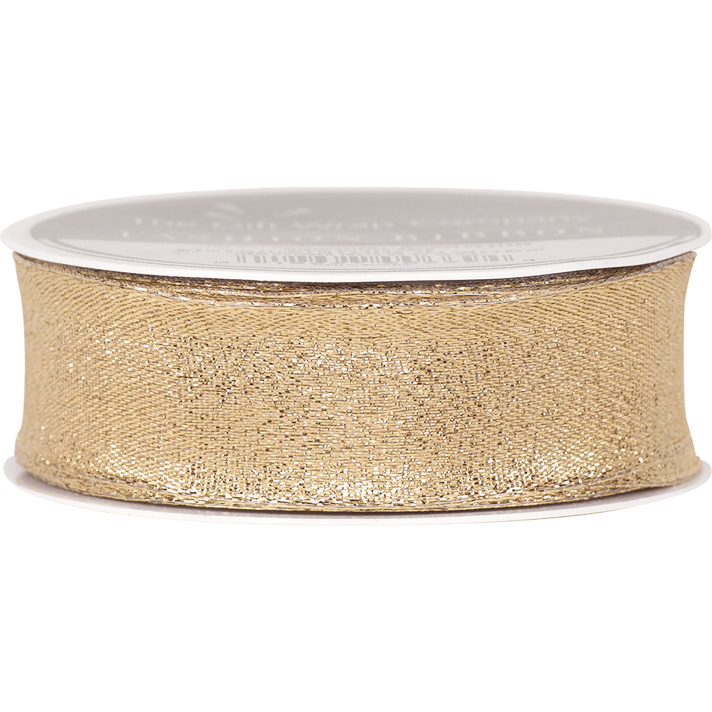 gold metallic wired glitter ribbon on spool