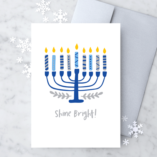 "Shine Bright!" Happy Hanukkah Greeting Card