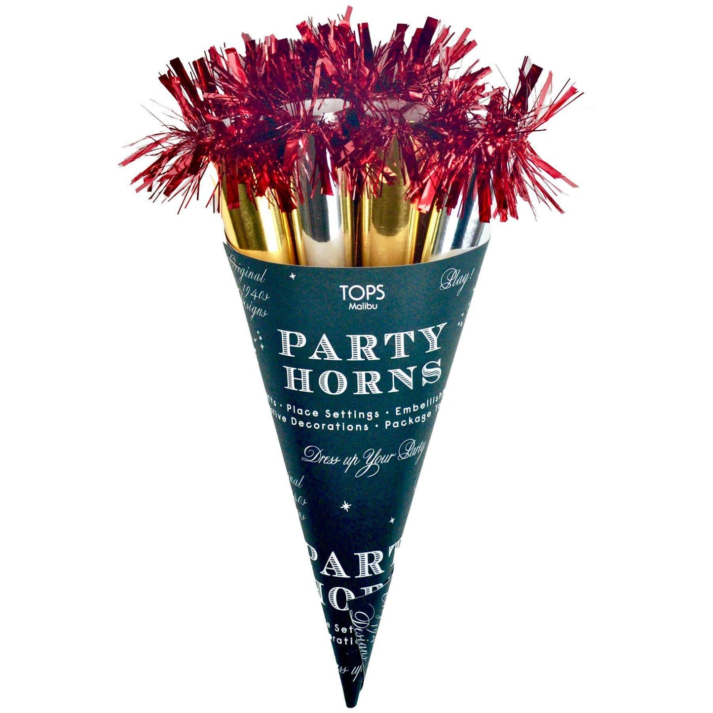 Hot! Cha-Cha Gold Silver and Red Party Horn Bouquet