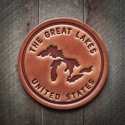 Great Lakes Silhouette Leather Coaster