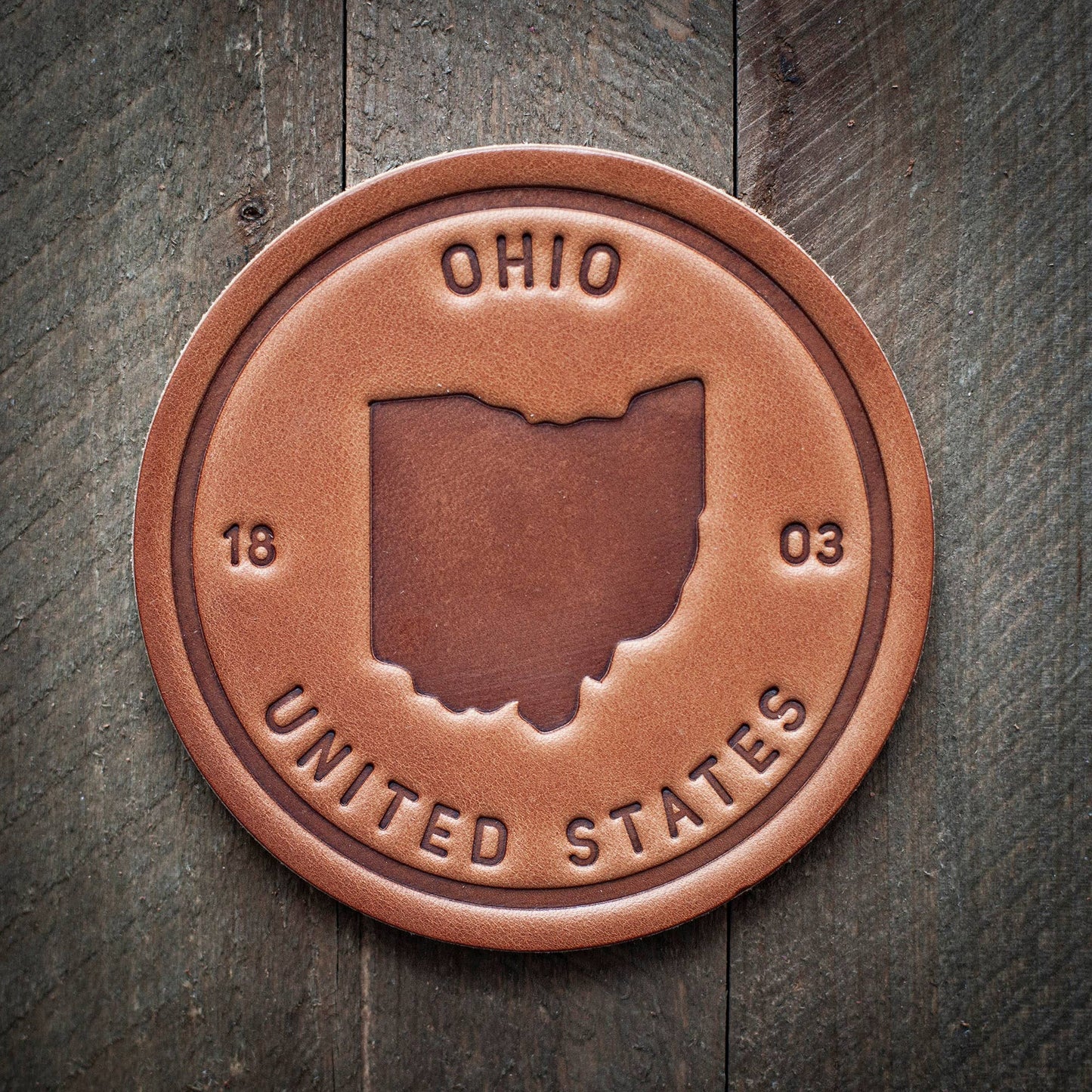 Ohio State Silhouette Leather Coaster