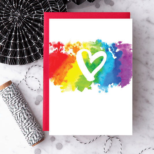 "Brush Rainbow Heart" Greeting Card