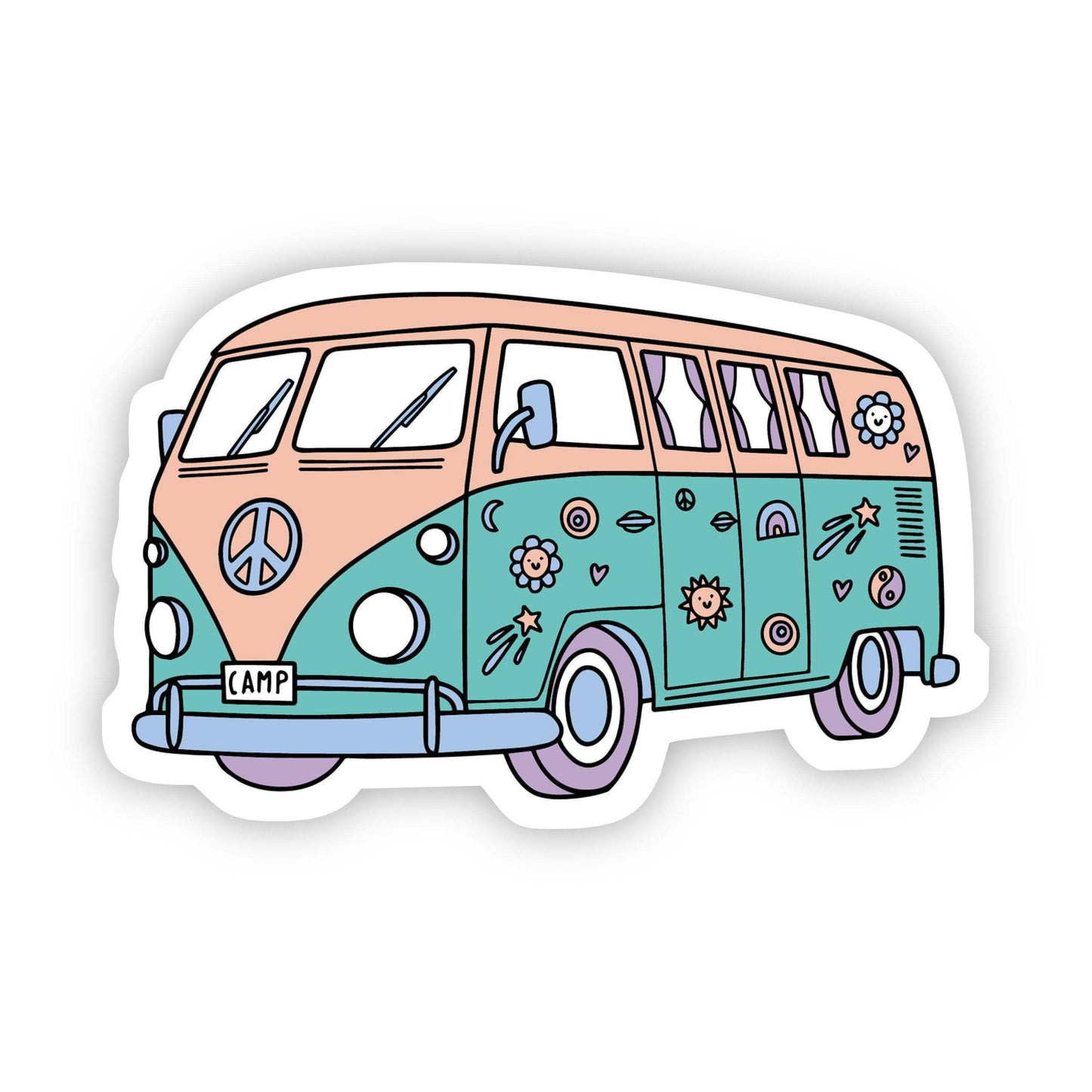 Multicolor Hippie Van Aesthetic Sticker