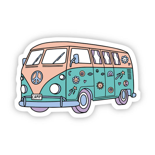 Multicolor Hippie Van Aesthetic Sticker