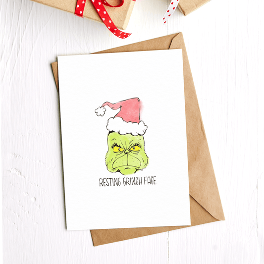 Resting Grinch Face Greeting Card