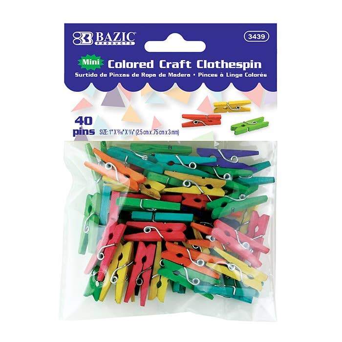 Mini Colored Clothes Pin - Pack of 40