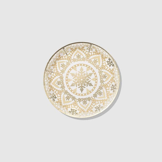 Golden Snowflake Small Plates (10 Count)