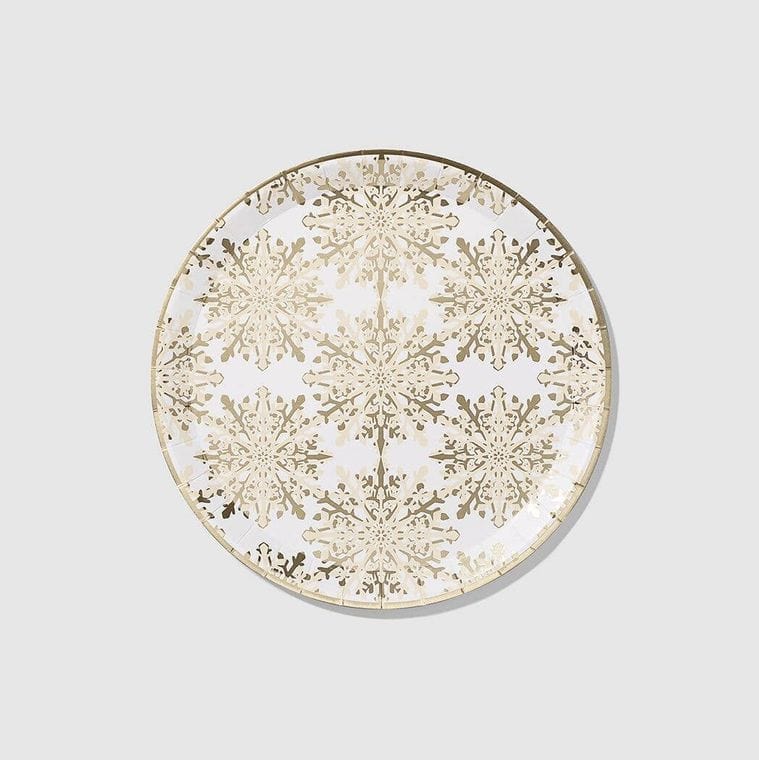 Golden Snowflake Large Plates (10 Count)