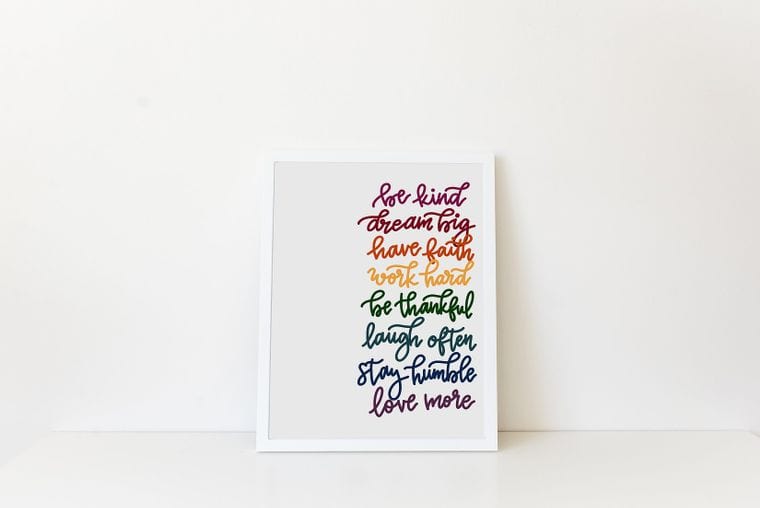 Inspirational Words to Live By Print - 8x10