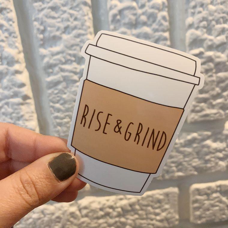 Rise & Grind Coffee Cup Sticker