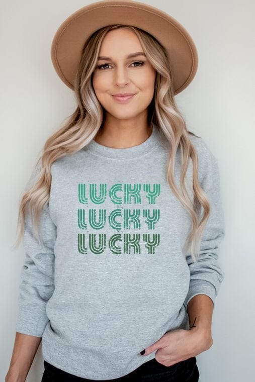 Lucky Vintage Green Stack St Patrick's Day Vintage Print Sweatshirt