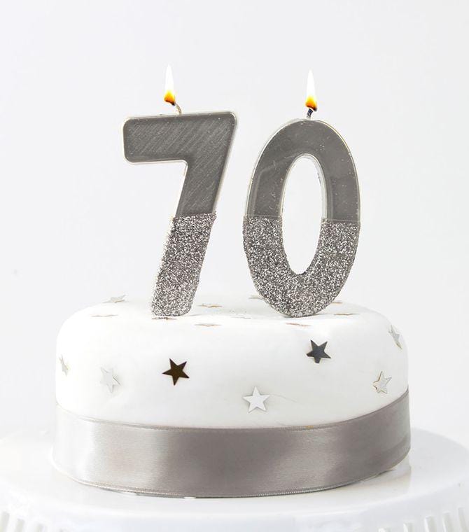 Silver Glitter 0-9 Number Candle